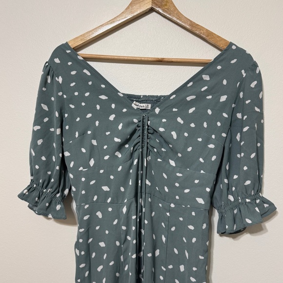 Abercrombie & Fitch Polka Dot Midi Dress Size XS Teal Green - Picture 3 of 7